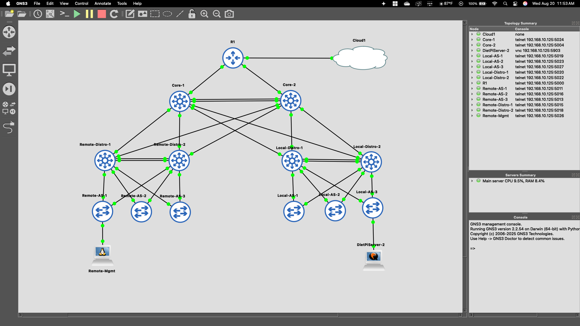 Dual Site 3-Tier Network Lab
